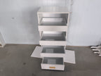 4-Tier Freestanding Bookshelf with 3 Sliding Drawers and 1 Bottom Drawer in White, Engineered Wood - Shop Quality Furniture a