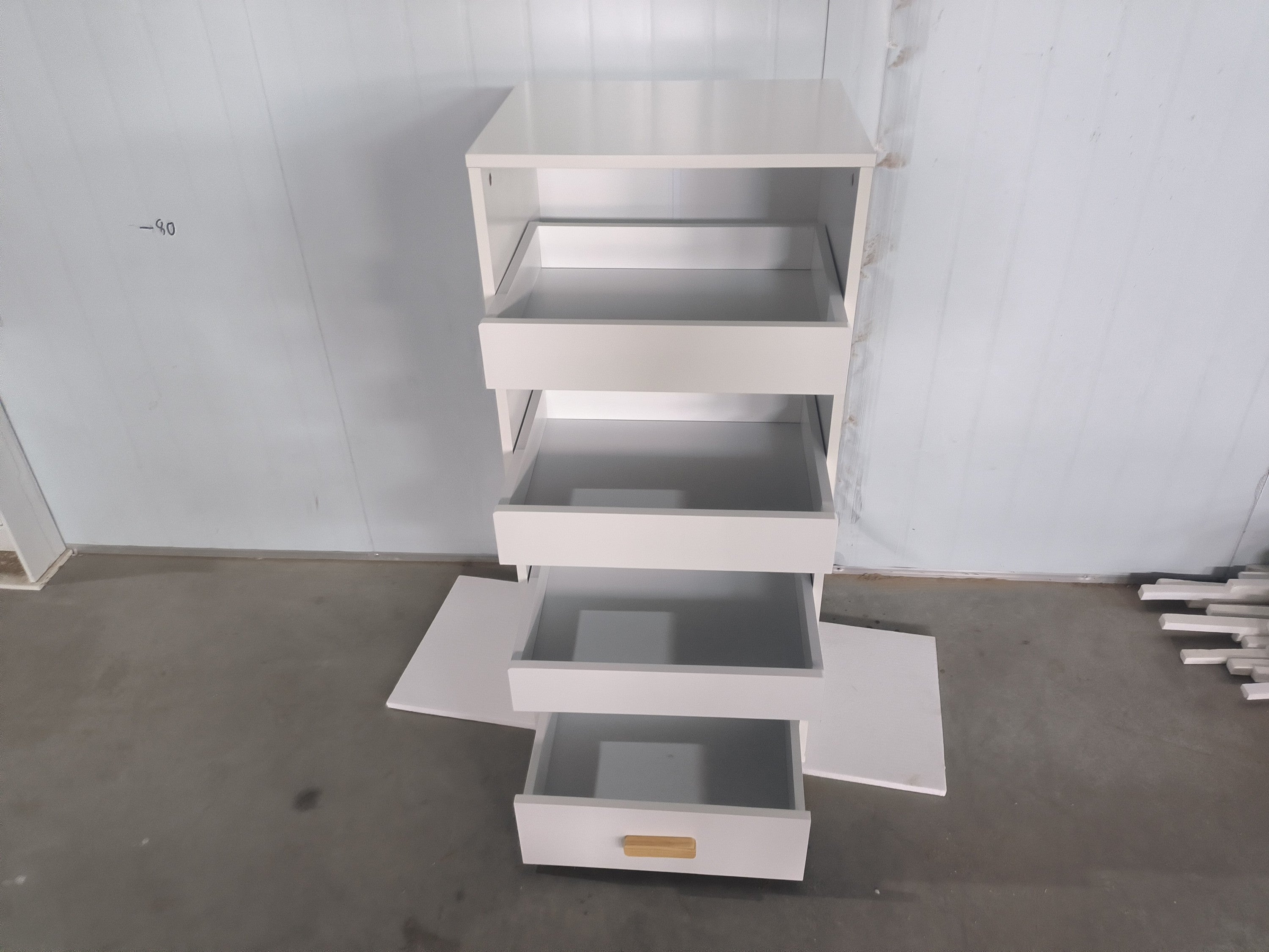 4-Tier Freestanding Bookshelf with 3 Sliding Drawers and 1 Bottom Drawer in White, Engineered Wood - Shop Quality Furniture a