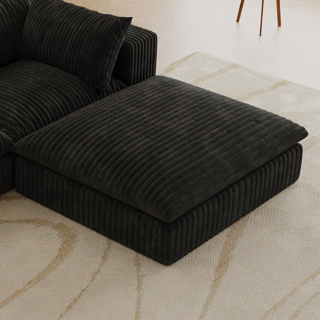 Cloud Sofa,Corduroy Fabric,Deep Seat Couches,Double-layer design,Removable Cushion,No Assembly, DIY Combination for Living room, Bedroom,Conference room ,Apartment,Black - Grand Goldman Shop