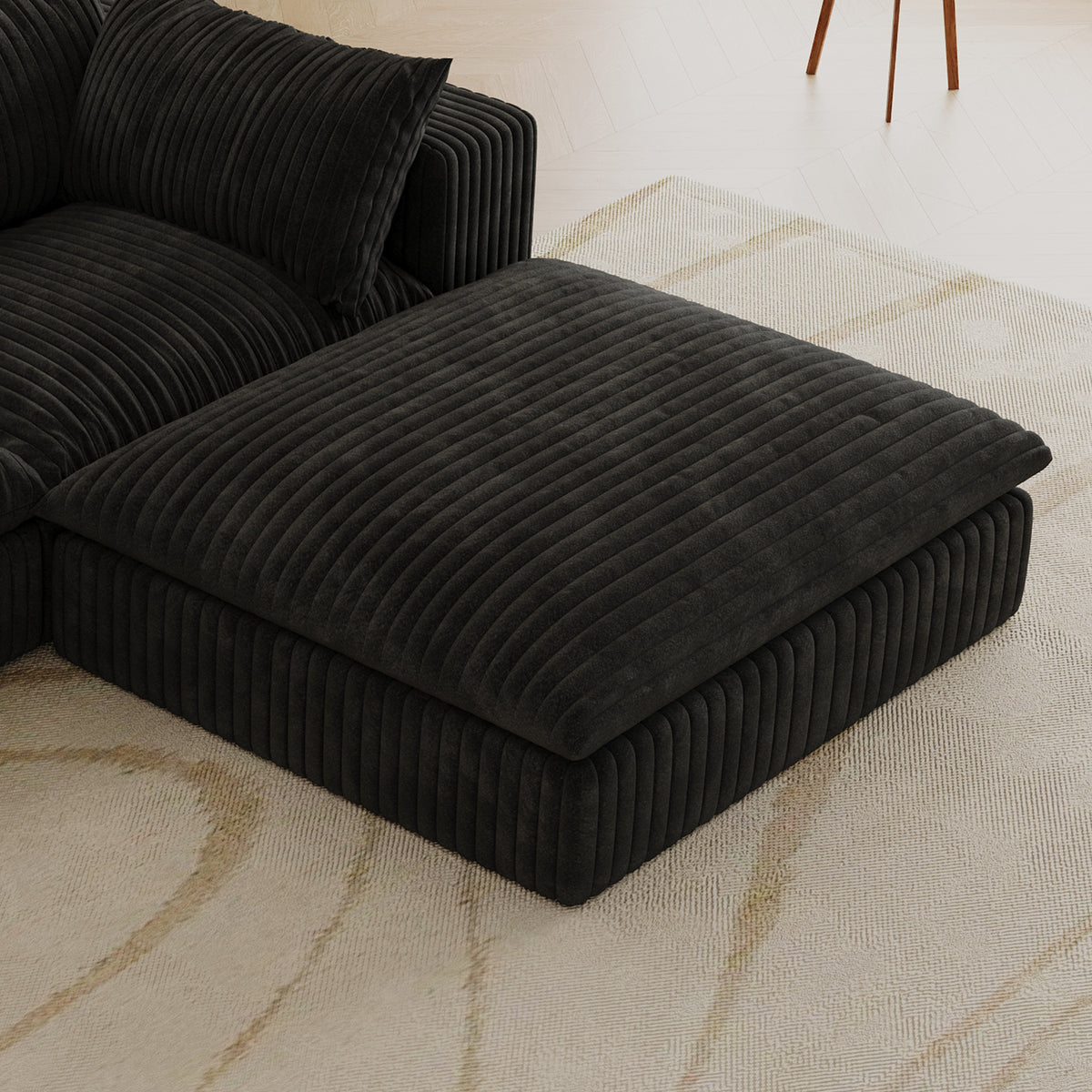 Cloud Sofa,Corduroy Fabric,Deep Seat Couches,Double-layer design,Removable Cushion,No Assembly, DIY Combination for Living room, Bedroom,Conference room ,Apartment,Black - Grand Goldman Shop