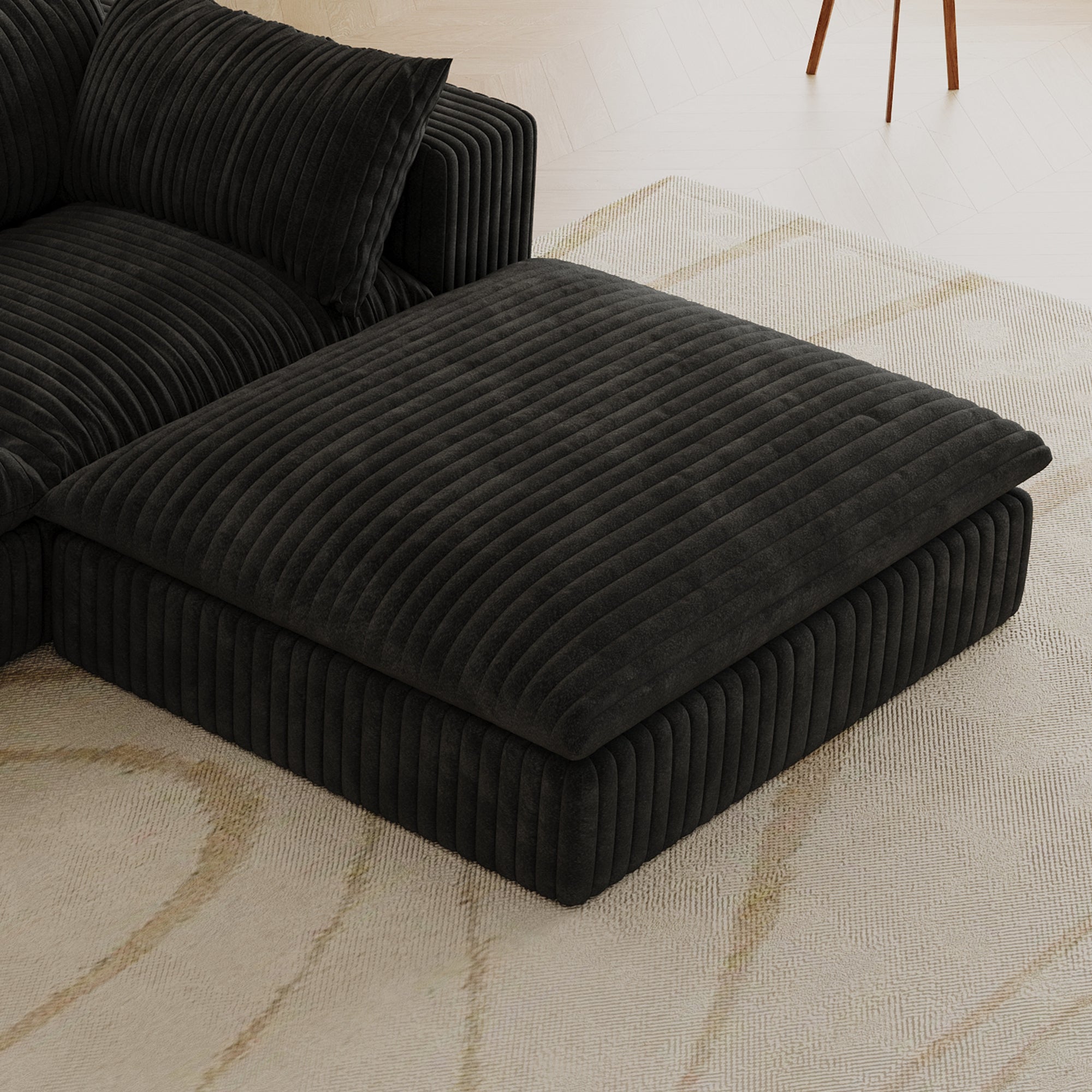 Cloud Sofa,Corduroy Fabric,Deep Seat Couches,Double-layer design,Removable Cushion,No Assembly, DIY Combination for Living room, Bedroom,Conference room ,Apartment,Black - Grand Goldman Shop
