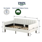 Elena Twin Size Ivory Boucle Upholstered Daybed with Ribbed Tufted Backrest in Lavish Modern Design - Grand Goldman Shop