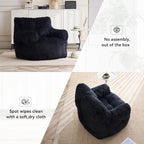 010-Soft Fluffy Corduroy Fabric Bean Bag Chair Filled With Memory Sponge,Black - Grand Goldman Shop