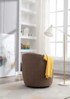 Teddy Fabric Swivel Accent Armchair Barrel Chair With Black Powder Coating Metal Ring,Coffee Brown - Grand Goldman Shop