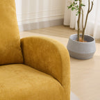 27.2'W Rocking Chair for Nursery, Polyester Glider Chair with High Back and Side Pocket, Rocking Accent Armchair with Rubber Wood Legs for Living Room/Bedroom.Mustard - Grand Goldman Shop