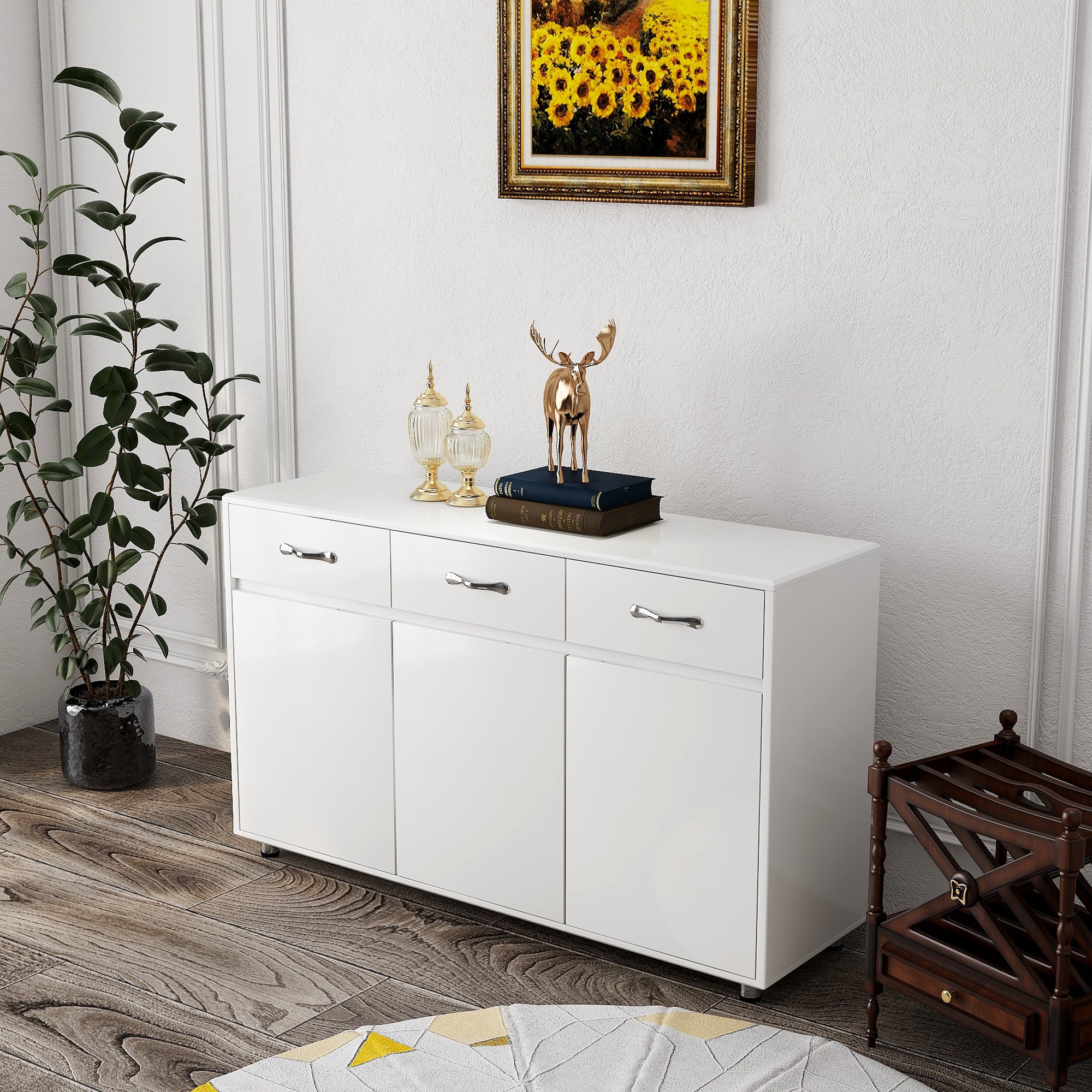 Three Doors Side Table-White - Grand Goldman Shop