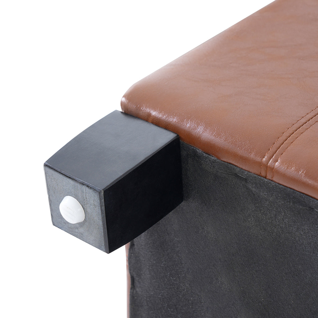 Light Brown PU Storage Ottoman with Rubber Wood Legs, 30.25'' Square Tufted Indoor Ottoman with Lift-Top Storage for Living Room, Bedroom & Entryway,300lbs Weight Capacity - Grand Goldman Shop