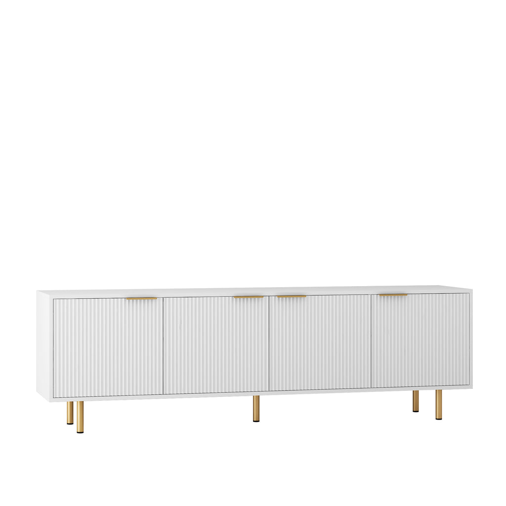 White Modern TV Stand Fluted 68' t, Entertainment Center with Storage Doors, TV Console Media Cabinet,  for 55+ Inch TV, Living Room - Grand Goldman Shop