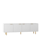 White Modern TV Stand Fluted 68' t, Entertainment Center with Storage Doors, TV Console Media Cabinet,  for 55+ Inch TV, Living Room - Grand Goldman Shop