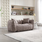 Cozy Beanbag Chair with High Resilience Foam Core for Two  -Brown Chenille, 66x35x25 inches - Grand Goldman Shop