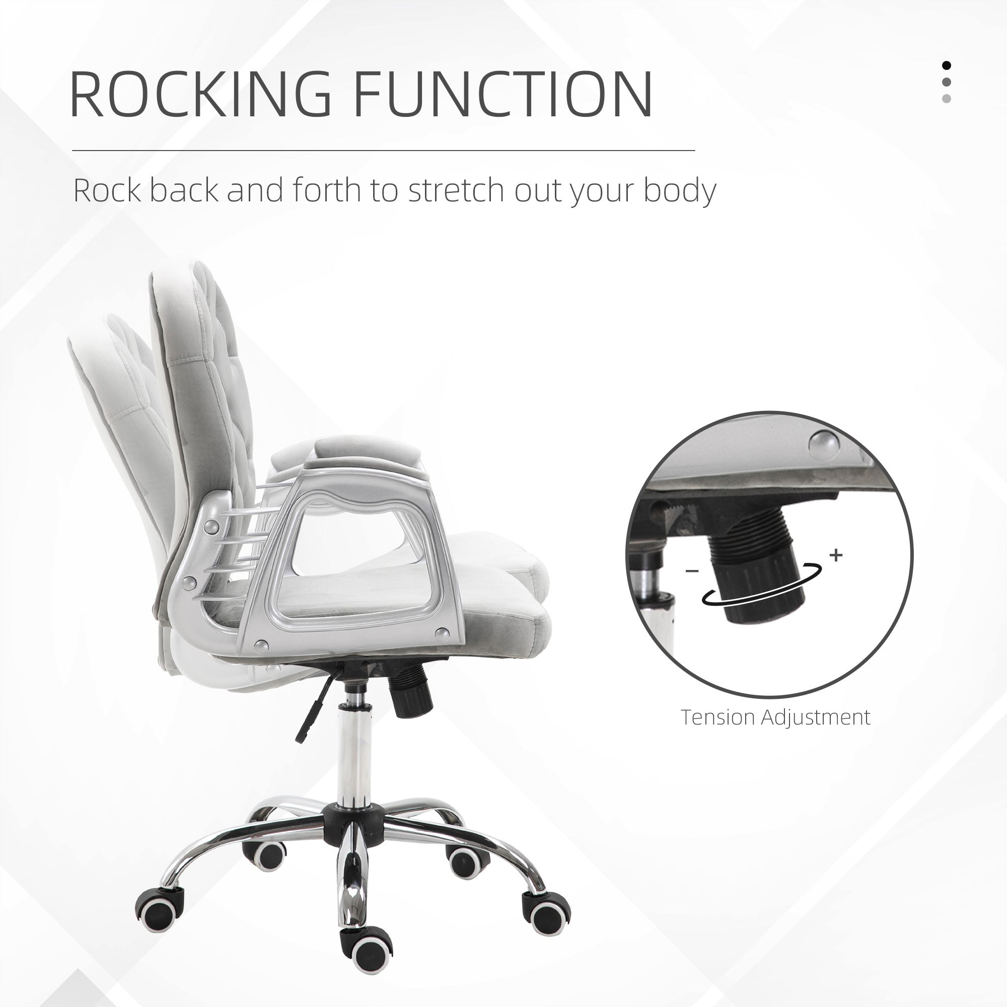 Velvet Home Office Chair, Button Tufted Desk Chair with Padded Armrests, Adjustable Height and Swivel Wheels, Gray | Premium 