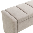 Modern Upholstered Bed End Bench with Storage, Comfy Linen Grey Brown Foot Rest - Grand Goldman Shop