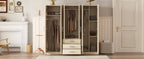 6-Doors Wooden Wardrobe Storage for Bedroom, with Big Drawers, Natural - Grand Goldman Shop