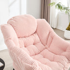 Lazy Chair with Ottoman, Modern Lounge Accent Chair with Armrests and a Side Pocket, Leisure Upholstered Sofa Chair Reading Chair with Footrest for Small Space, Corner Chair-Pink - Grand Goldman Shop