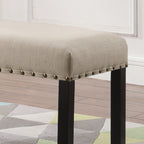 Biony Fabric Dining Bench with Nailhead Trim, Tan - Grand Goldman Shop