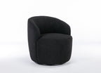 Teddy Fabric Swivel Accent Armchair Barrel Chair With Black Powder Coating Metal Ring,Black - Grand Goldman Shop