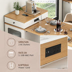 K&K 59.5' Kitchen Island with Extendable Dining Table, Kitchen Storage Table with Double-sided Storage, Kitchen Island with 2 Drawers, Power Outlet, Side Open Shelves, for Kitchen, Dining Room, White - Grand Goldman Shop