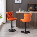 A&A Furniture,Swivel Velvet Barstools Adjusatble Seat Height from 25-33 Inch,17.7inch base, Modern Upholstered Bar Stools with Backs Comfortable Tufted for Home Pub and Kitchen Island,Orange,Set of 2 - Grand Goldman Shop