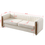 Contemporary Velvet Sofa Couch 84.25''W for Living Room, Beige - Grand Goldman Shop