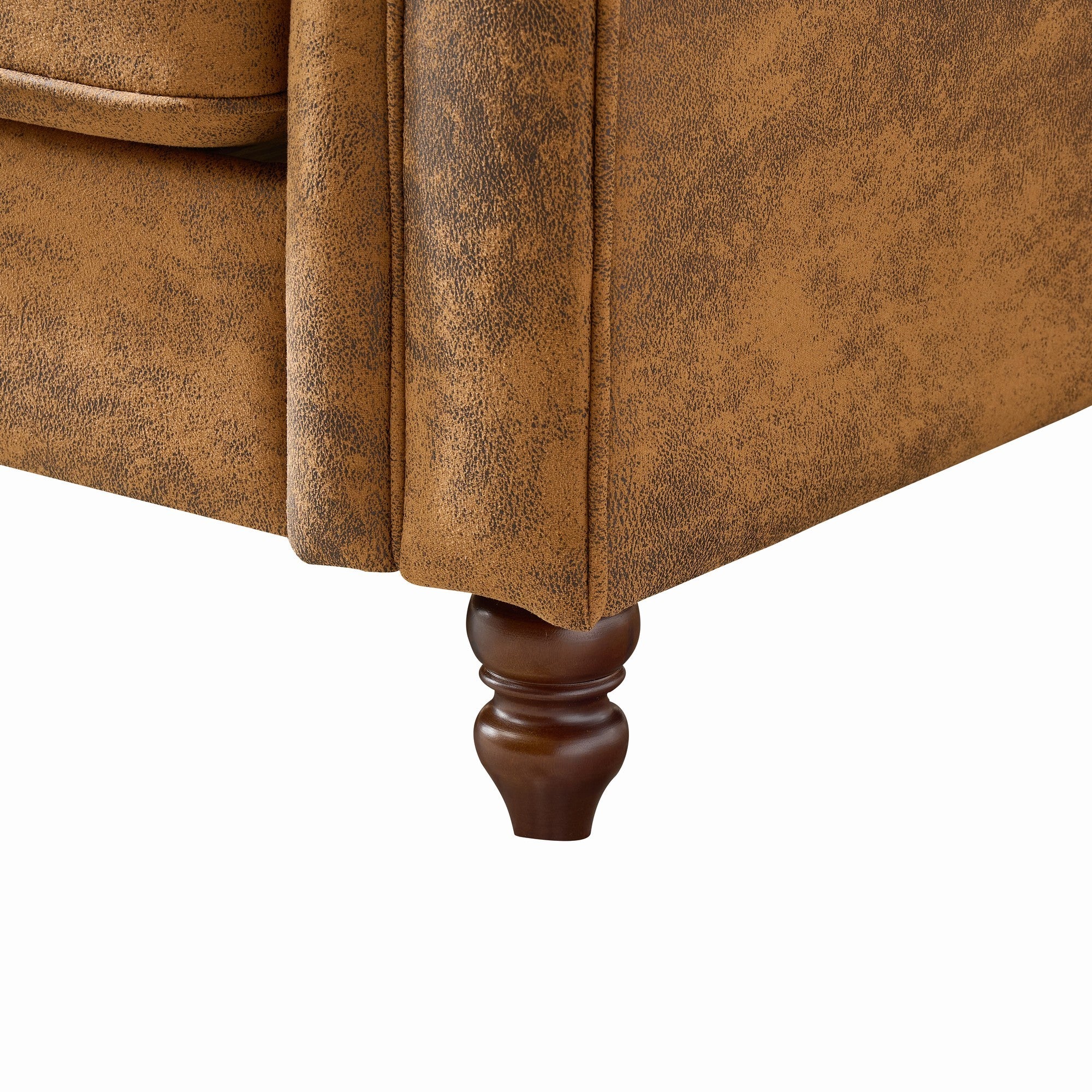 63'Chesterfield ‌tech Fabric Sofa,High-tech Fabric Roll Armrest Sofa,Upholstered Mid Century Modern Couch,2 Seater Couch for Living Room, Office, Apartment, Brown - Grand Goldman Shop