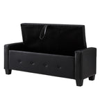 48' Ottoman Bench with Storage, Bench for Bedroom,Living Room,Hallway, Upholstered Tufted Faux Leather PU Ottoman Black - Grand Goldman Shop