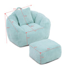 Giant Bean Bag Chair withFootstool, Oversized Bean Bag  for Adults and Kids, Faux Fur Shell-Shaped Large Chair with Filler, Stuffed Big Accent Sofa,  Floor Sofa for Gaming,Reading Living Room Bedroom - Grand Goldman Shop