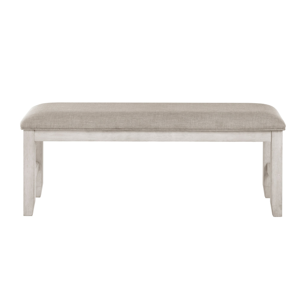Modern Farmhouse Dining Bench Antique White Finish Upholstered Seat Wooden Furniture 1pc - Grand Goldman Shop
