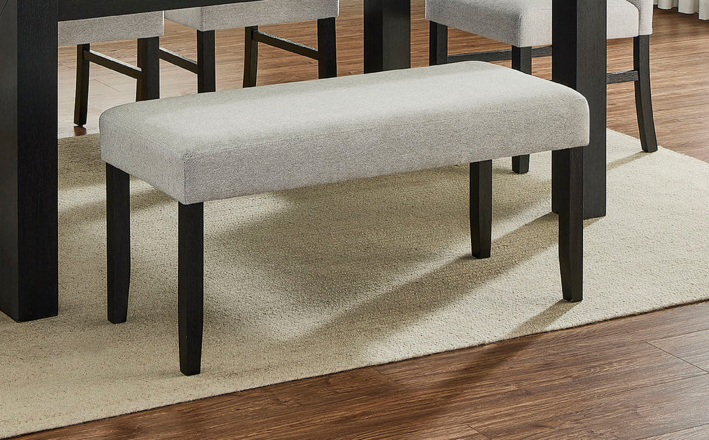 1pc Contemporary Upholstered Dining Bench Light Gray Finish Dining Room Living Room Wooden Furniture Black Finish - Grand Goldman Shop