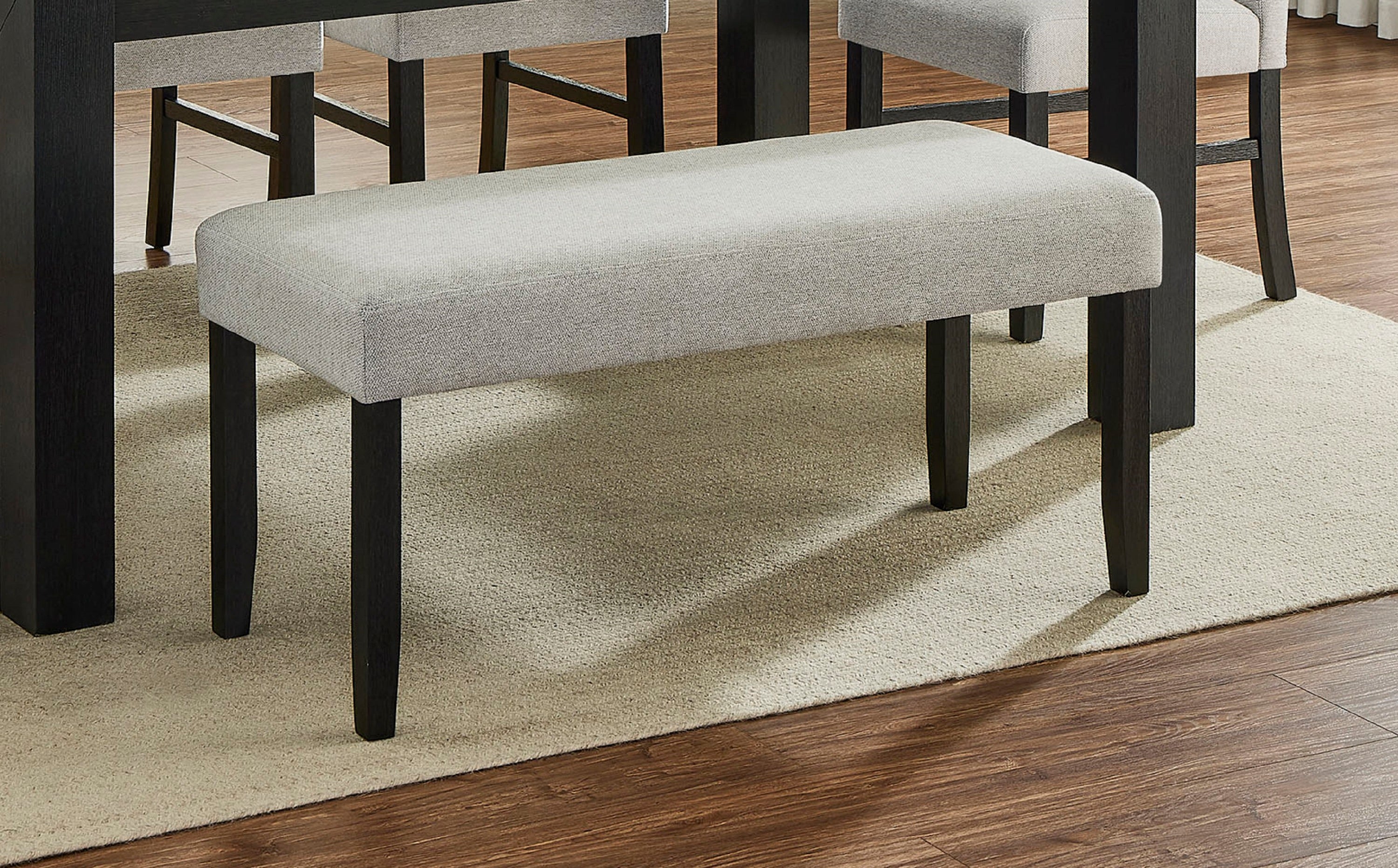 1pc Contemporary Upholstered Dining Bench Light Gray Finish Dining Room Living Room Wooden Furniture Black Finish - Grand Goldman Shop