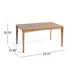 Mid-Century Dining Table, Rubberwood with Walnut Veneer, Natural Oak Finish, - Grand Goldman Shop