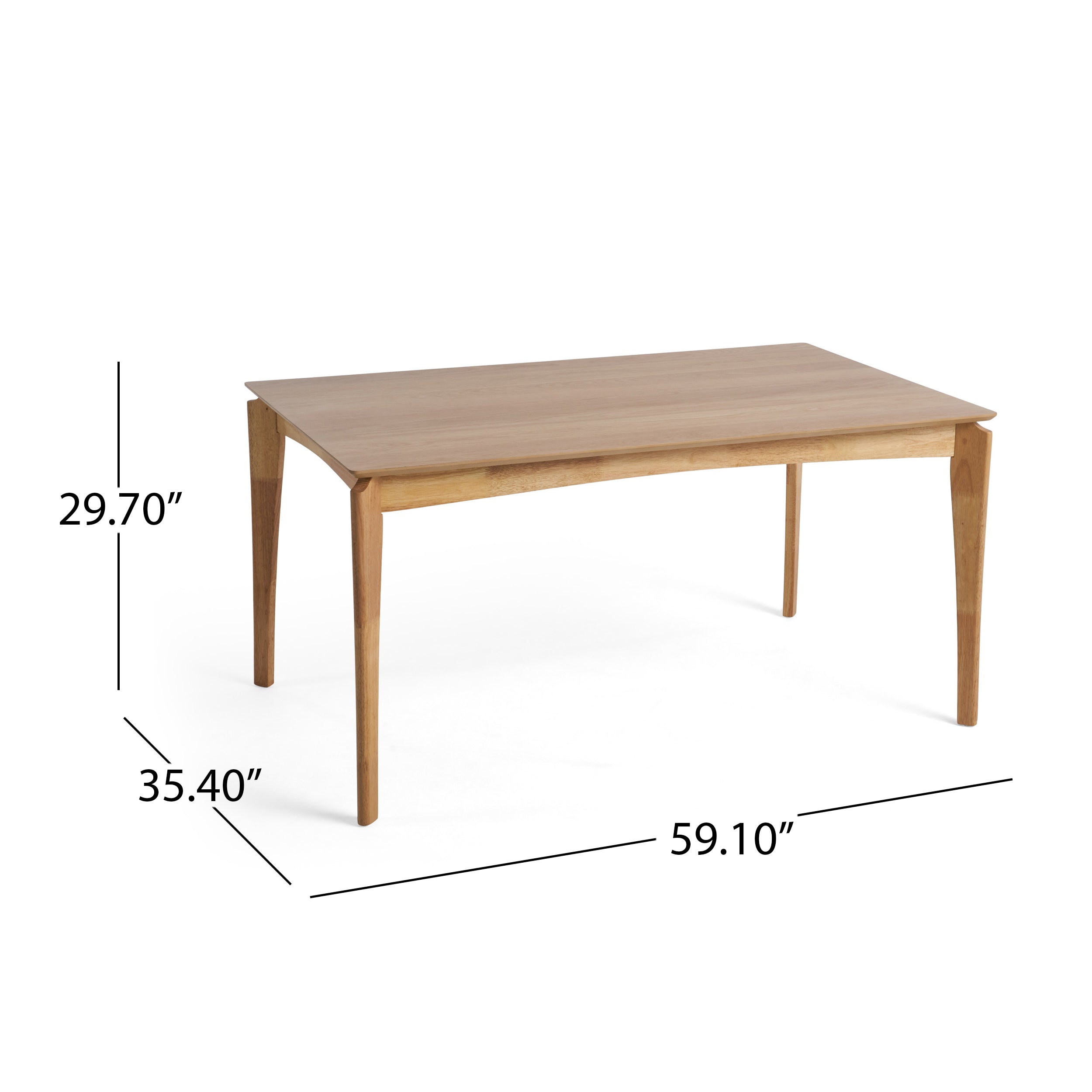 Mid-Century Dining Table, Rubberwood with Walnut Veneer, Natural Oak Finish, - Grand Goldman Shop