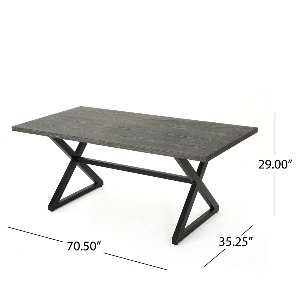 Rolando Outdoor Aluminum Dining Table with Steel Frame, Grey / Black - Grand Goldman Shop