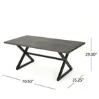 Rolando Outdoor Aluminum Dining Table with Steel Frame, Grey / Black - Grand Goldman Shop