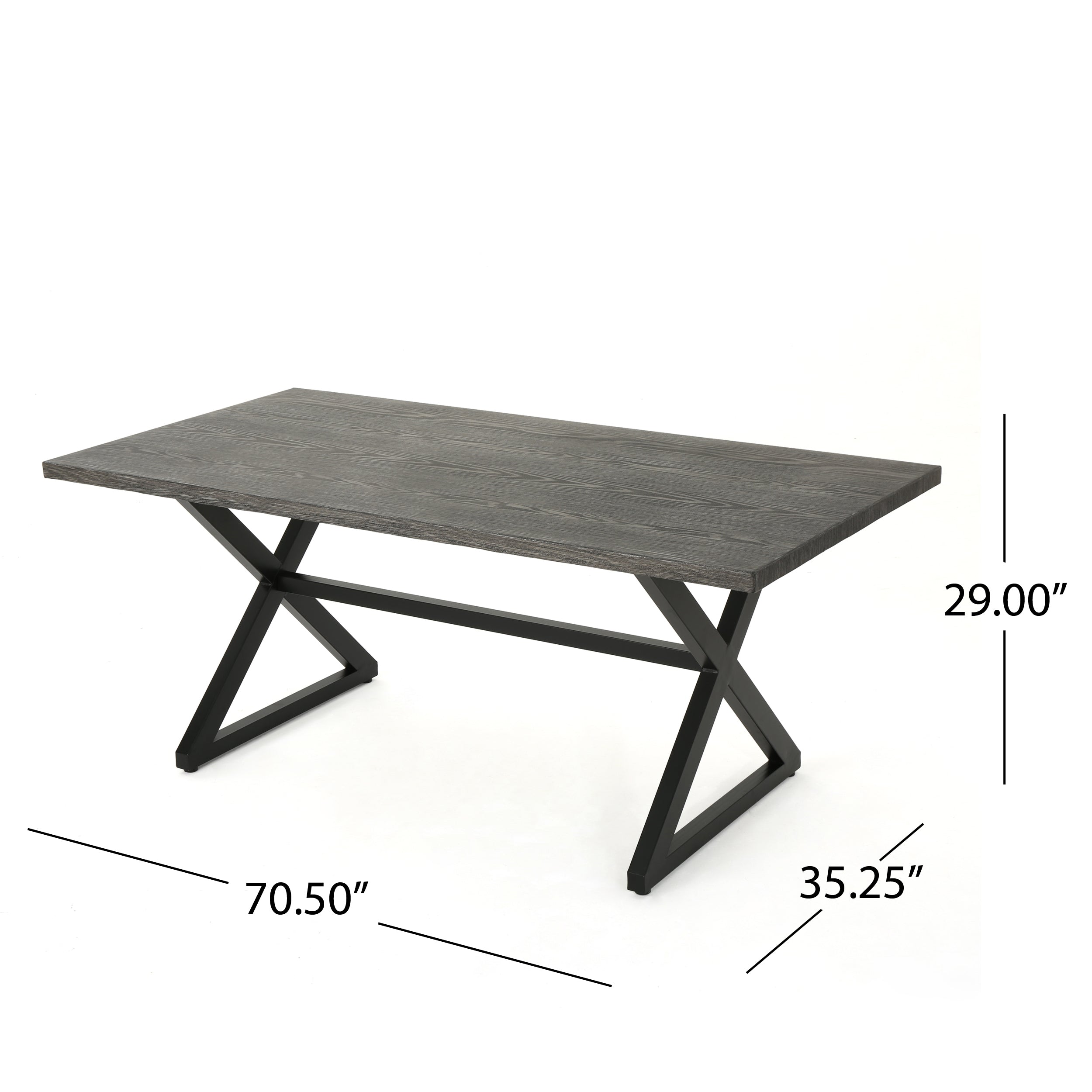 Rolando Outdoor Aluminum Dining Table with Steel Frame, Grey / Black - Grand Goldman Shop