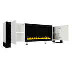 ON-TREND Modern TV Stand with 34.2' Non-heating Electric Fireplace, High Gloss Entertainment Center with 2 Cabinets, Media Console for TVs up to 78', White - Grand Goldman Shop