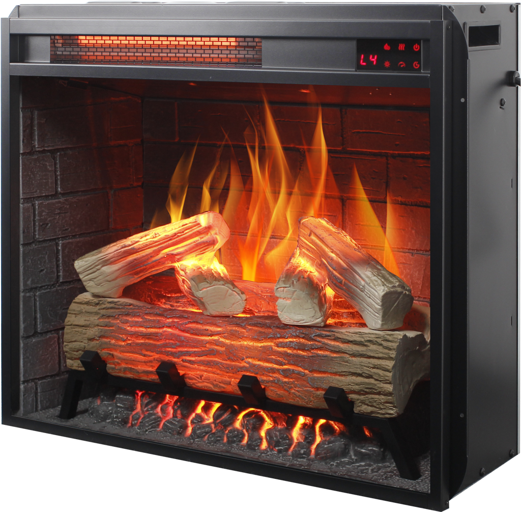 23 inch Infrared  heating electric fireplace insert, with log set & realistic flame, remote control with timer, overheating protection - Grand Goldman Shop