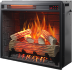 23 inch Infrared  heating electric fireplace insert, with log set & realistic flame, remote control with timer, overheating protection - Grand Goldman Shop