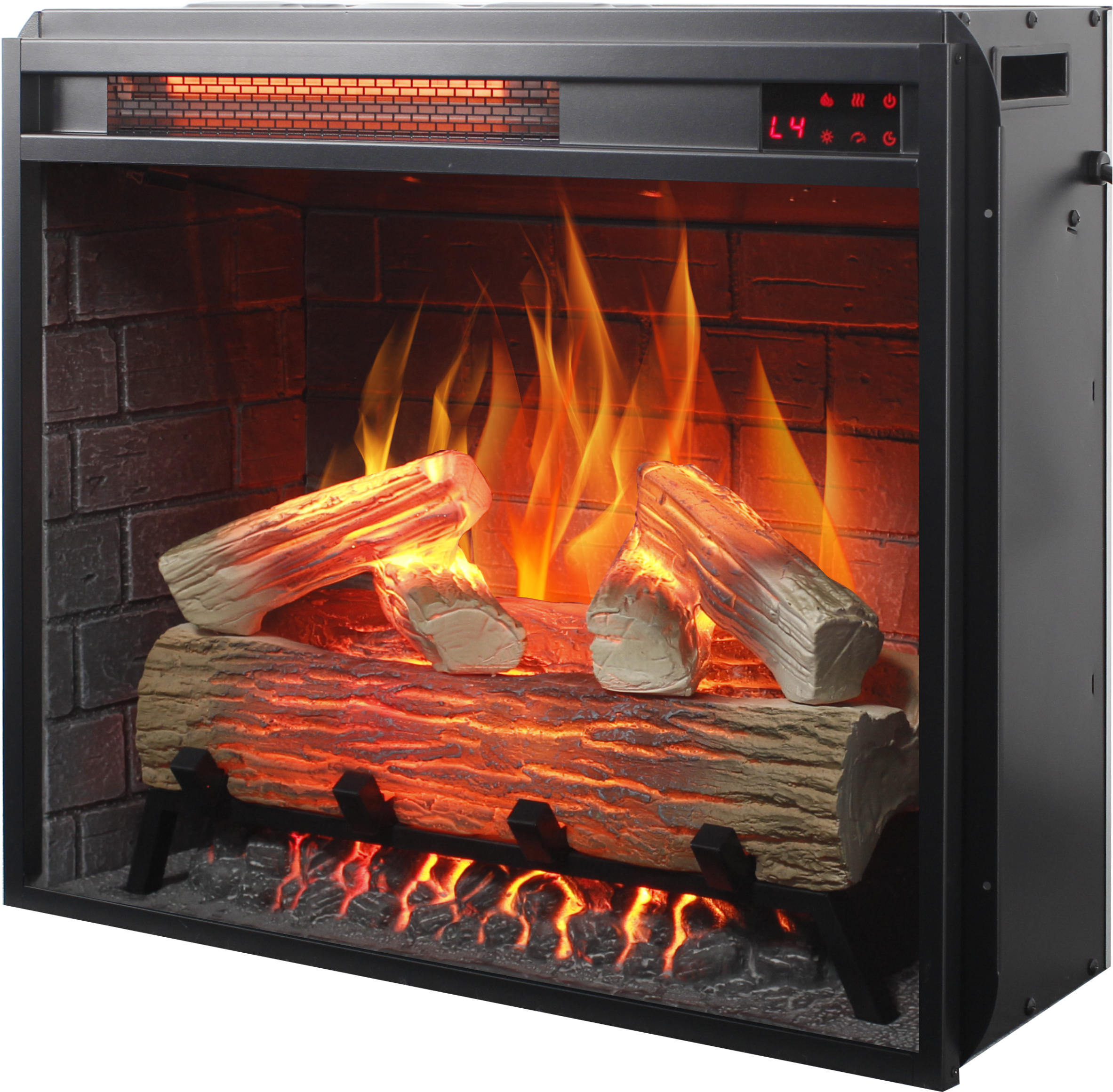 23 inch Infrared  heating electric fireplace insert, with log set & realistic flame, remote control with timer, overheating protection - Grand Goldman Shop