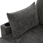 Versatile U-Shaped Sectional Sofa Bed with Storage, Cup Holders, Charging Ports in Grey Chenille - Grand Goldman Shop