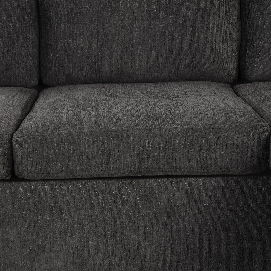 Black Convertible L-shaped Sofa Couch with Storage, Cup Holders, USB Ports, Chenille Fabric, 83.5' - Grand Goldman Shop