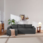 96.9' Cloud Sectional Couch with U-Shaped Chaise,Modern Modular Sofa with Deep Seat, Upholstered Couches for Living Room Bedroom,No Assembly Required,(Plush Corduroy Fabric),Grey-Blue-Left - Grand Goldman Shop