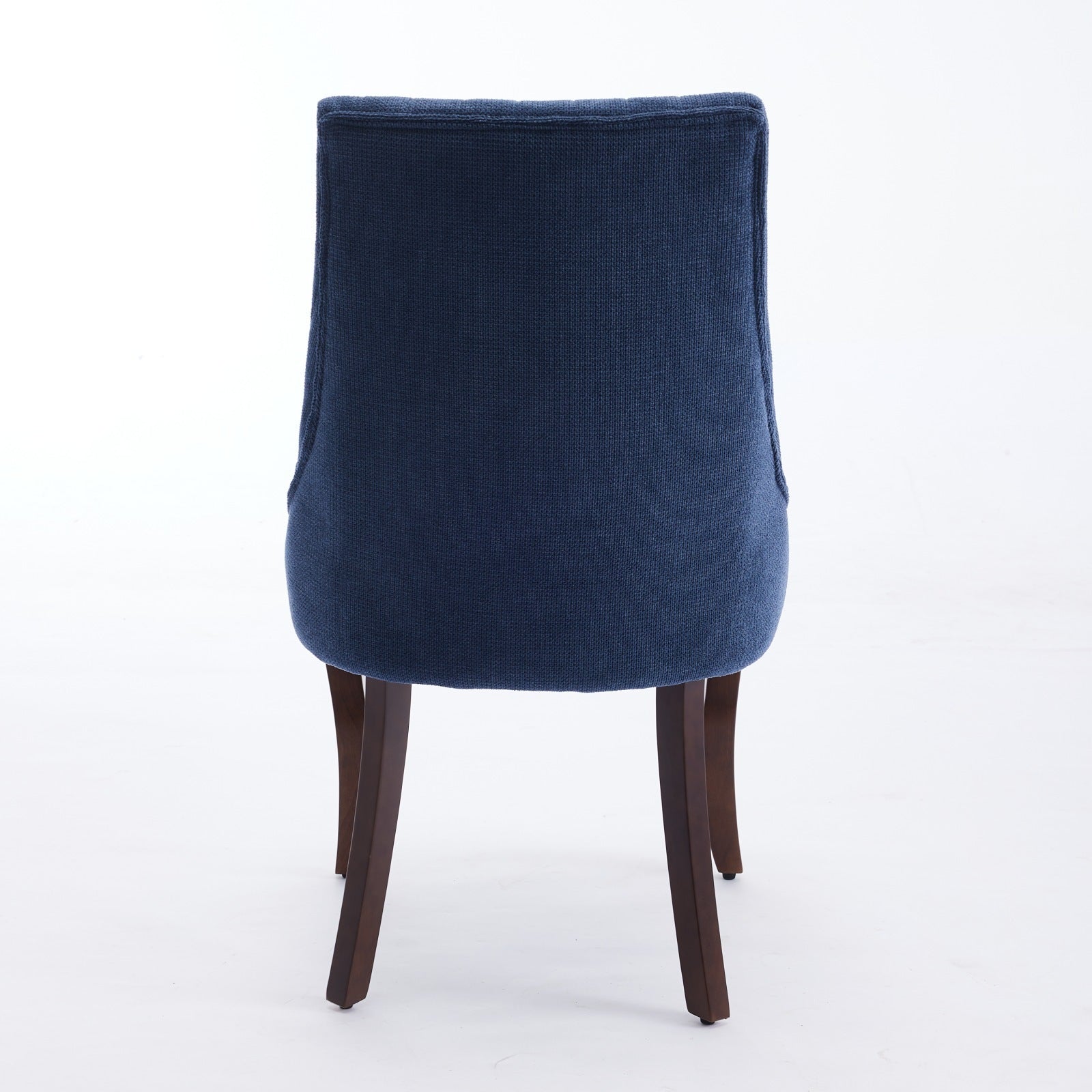 Rayon Cloth Flocking Linen Dining Chairs Channel Kitchen Dinner Chair Comfy Fabric Upholstered Accent Chair for Dining Room with Curved Solid Wood Legs,Set of 2 (Blue), SW1847BL - Grand Goldman Shop