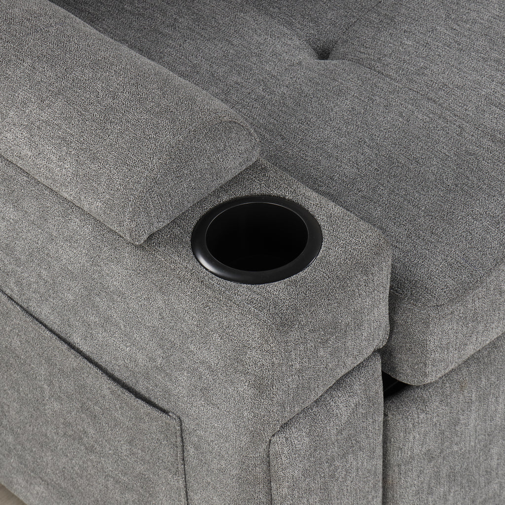 Modern L-shaped Convertible Sofa Bed with Storage, Cup Holders, USB Ports, Gray Chenille, 83.5' - Grand Goldman Shop