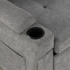 Modern L-shaped Convertible Sofa Bed with Storage, Cup Holders, USB Ports, Gray Chenille, 83.5' - Grand Goldman Shop