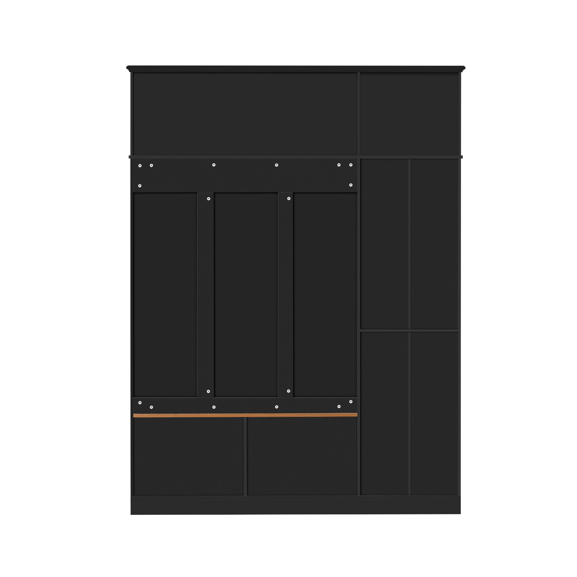3-in-1 Hall Tree with Overhead Storage Cabinet, 3 Adjustable Side Shelves, 4 Heavy-Duty Hooks, 2 Spacious Drawers, Grooved Back Panel Design, Contrasting Seat Bench, Multifunctional Entryway Organizer - Grand Goldman Shop