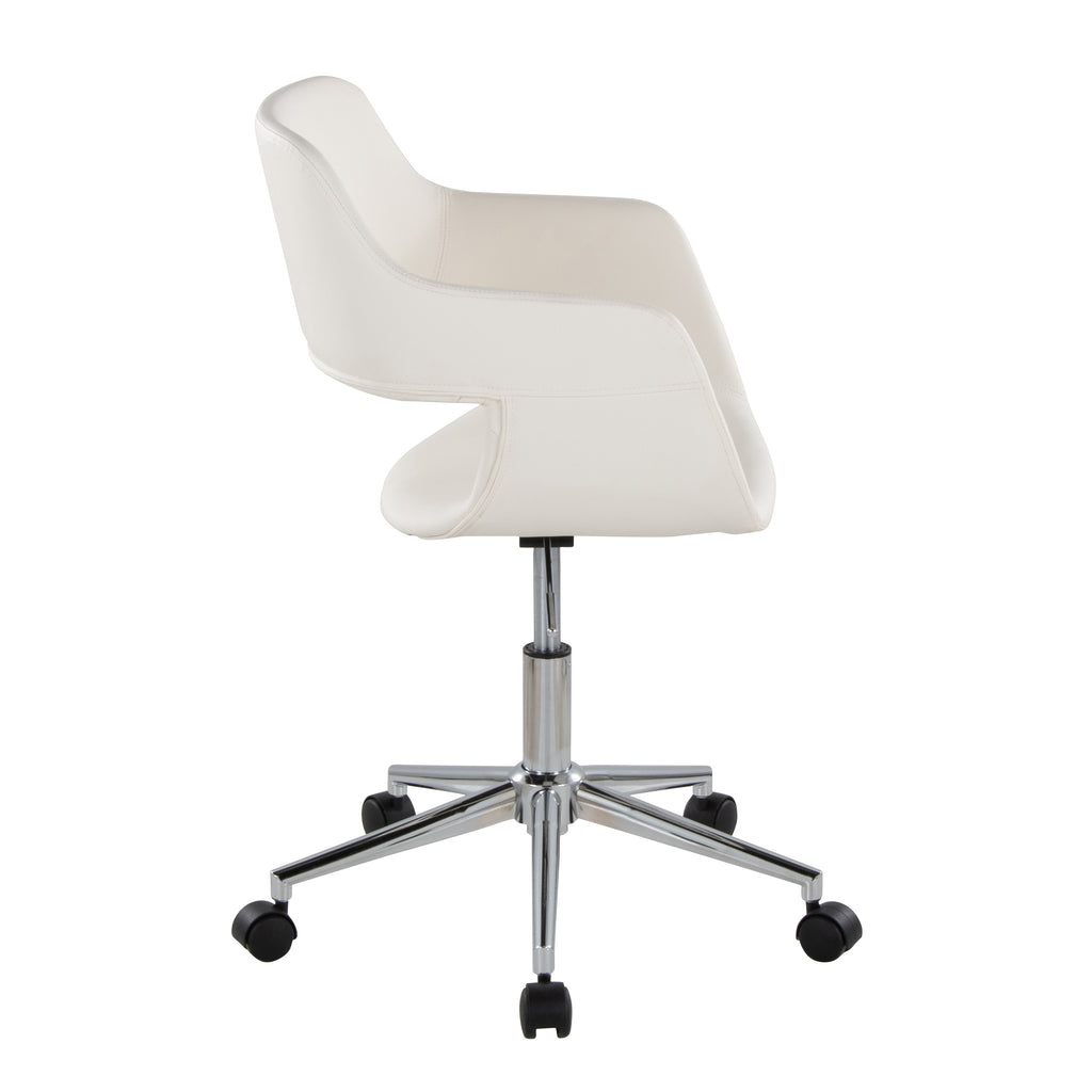 Contemporary Task Chair in Chrome Metal and White Faux Leather | Premium Home Decor - Grand Goldman