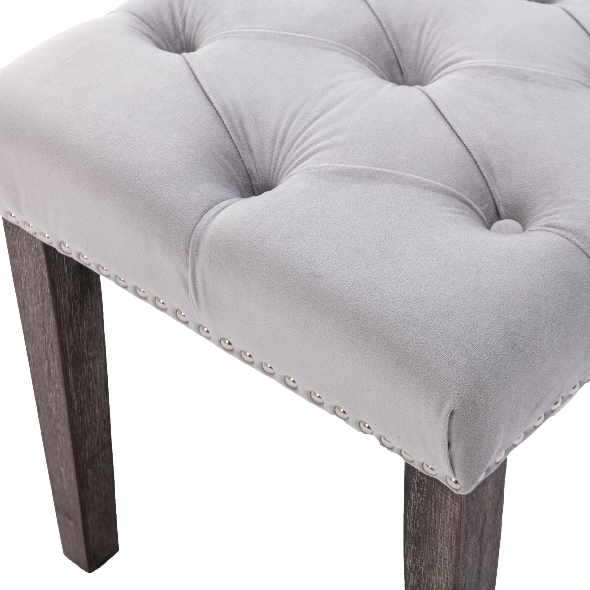 Heng Ming Upholstered Tufted Bench Ottoman , Velvet Dining Bench Bedroom Bench  Footrest Stool Accent Bench for Entryway Dining Room Living Room, Light gray - Grand Goldman Shop
