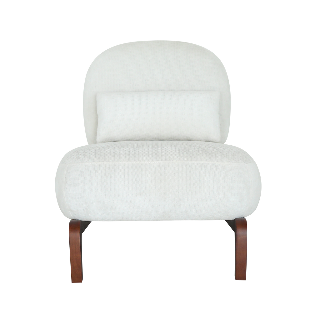 Cute Accent Chair with Solid Wood Legs, Living Room Chair with Soft Fabric Cushion, Cozy Bedroom Chair, Comfy Armless Reading Chair for Apartment, Waiting Room, Balcony (White) - Grand Goldman Shop