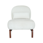 Cute Accent Chair with Solid Wood Legs, Living Room Chair with Soft Fabric Cushion, Cozy Bedroom Chair, Comfy Armless Reading Chair for Apartment, Waiting Room, Balcony (White) - Grand Goldman Shop