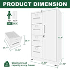 Metal Storage Vertical Filing Cabinet with Lock, 4 Drawers, 1 Door, White Steel Construction, School/Office Use | Premium Hom